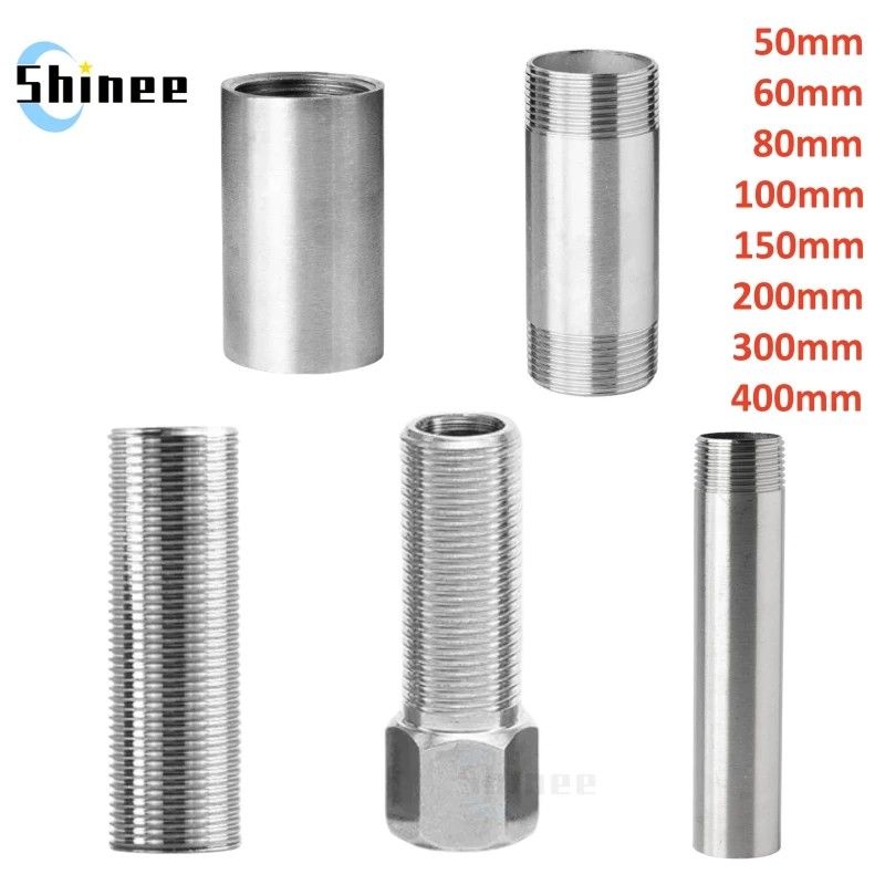 

1/8" 1/4" 3/8" 1/2" 3/4" 1 BSP Male Female 50 60 80 100 150 200 300mm Barrel Coupler Nipple Pipe Fitting Connector 304 Stainless