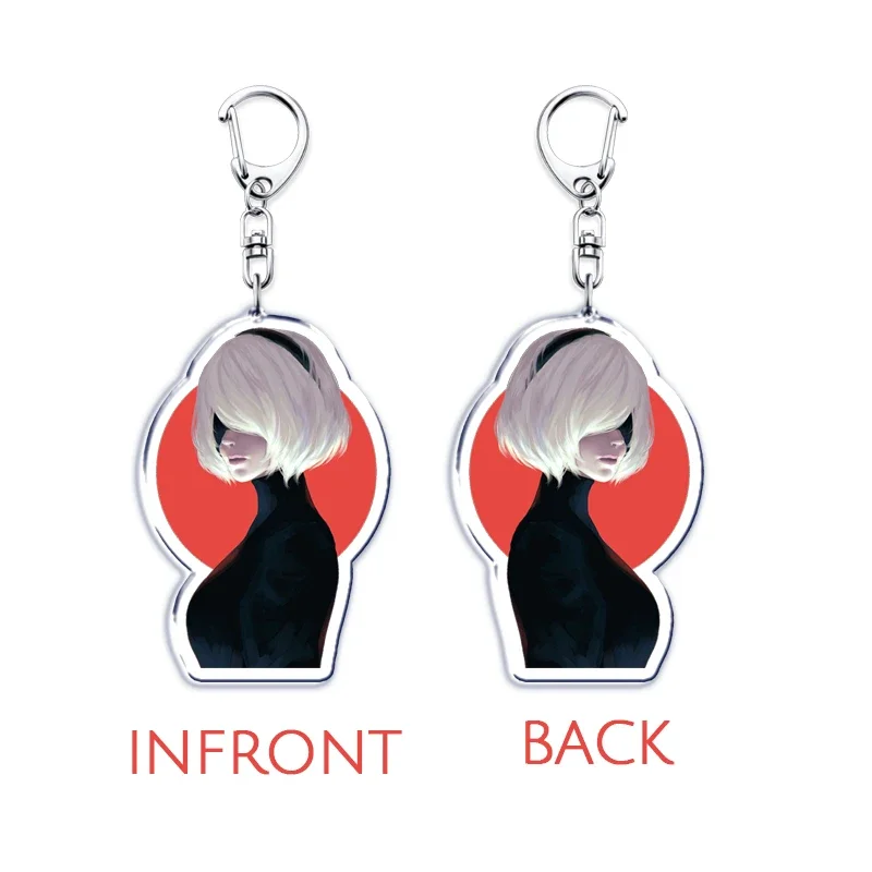 Popular Game Nier Waifu Girls Keychain for Women Accessories Automata Yorha 2b A2 Car Pendant Keying Jewelry Friends Fans Gift