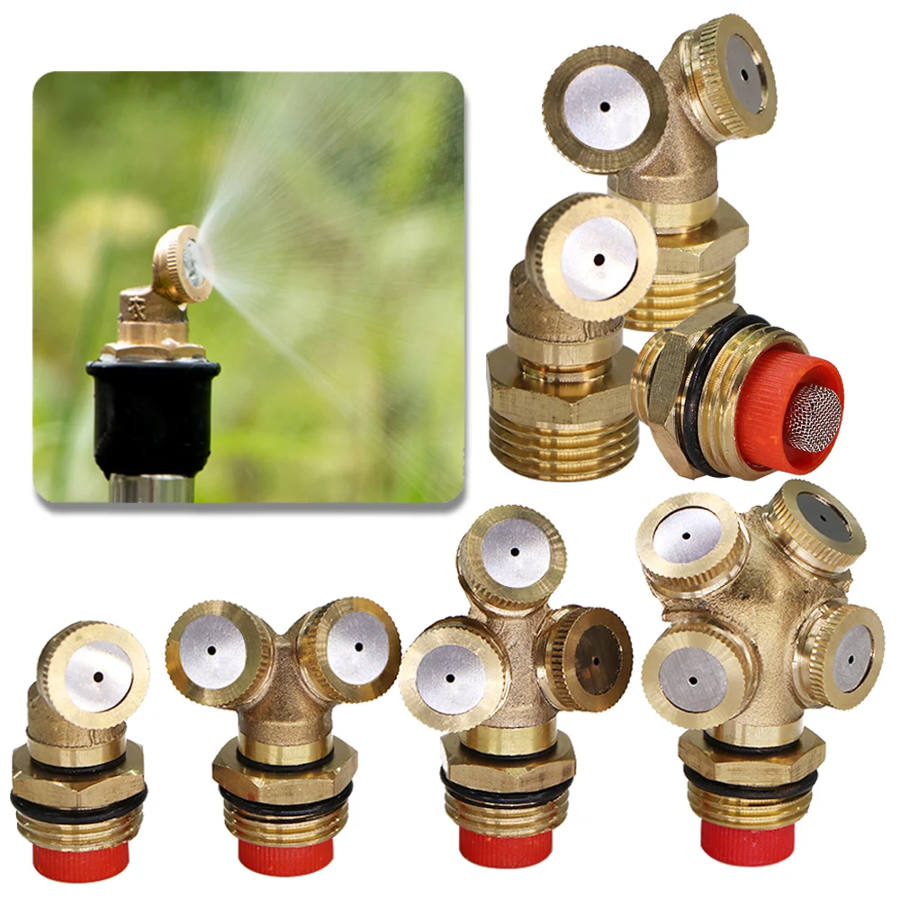 

1pcs 1/2/3/4 Holes Brass Misting Nozzle Micro Watering Irrigation Sprinkler Garden Greenhouse Automatic Agriculture Supplies