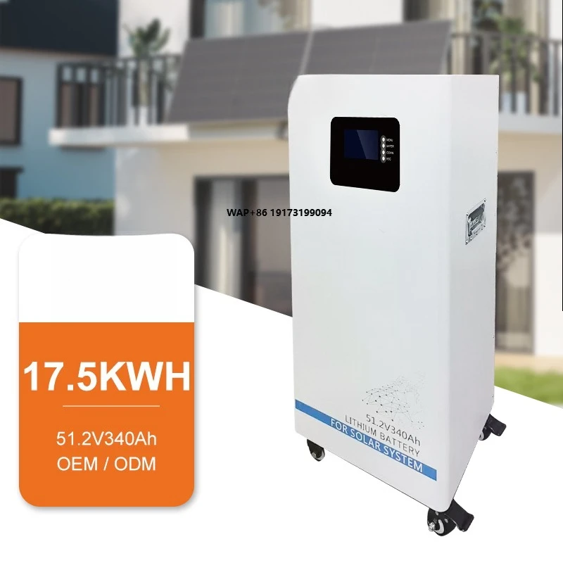 Junwang High-Efficiency 51.2V 340Ah 17.5KWH Solar Power Supply Lithium-Ion LiFePO4 Battery Pack 6000 Cycles CE/UN38.3 Certified
