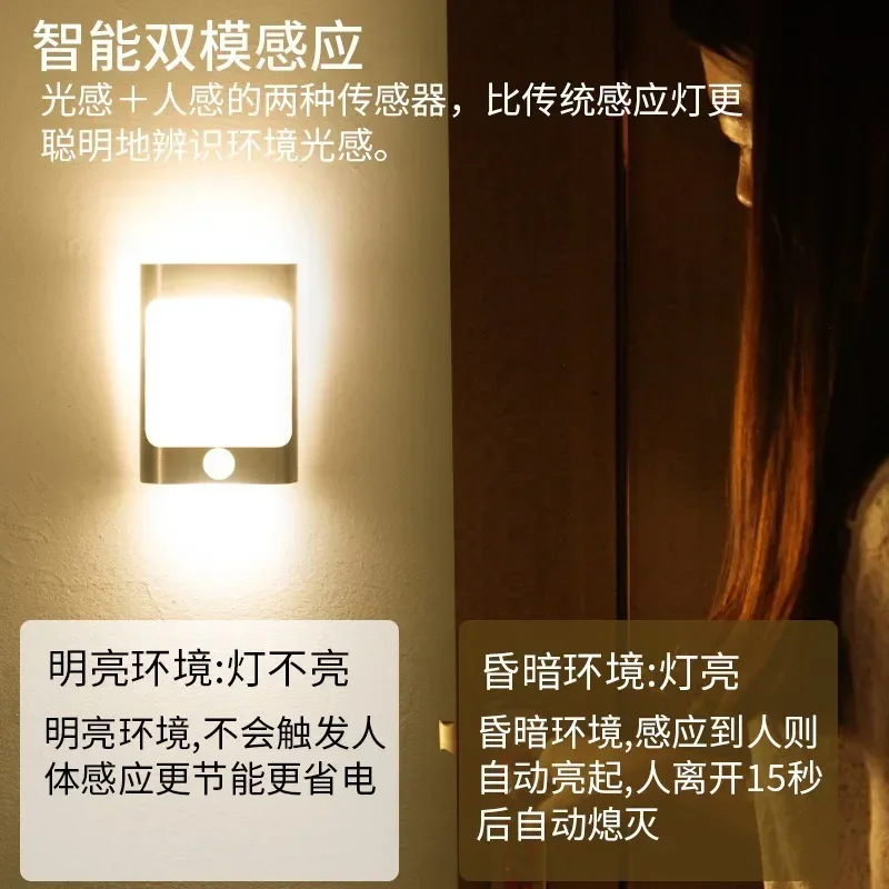 Rechargeable Night Light with Motion Sensor LED Wireless Wall Lamp Night Auto On/Off for Kid Hallway Pathway Staircase 18650