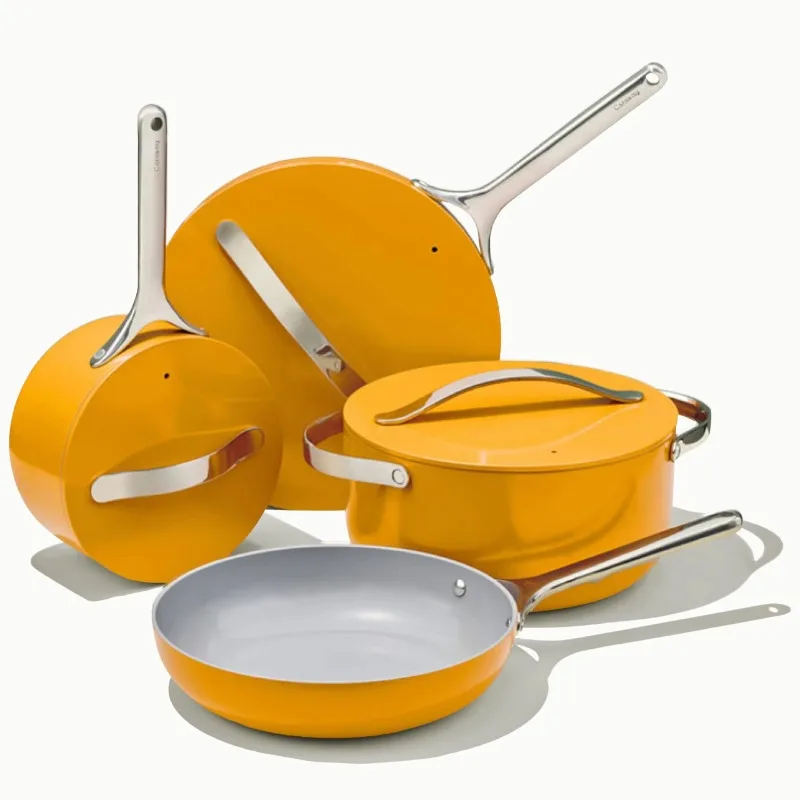 

Non-Stick Ceramic Coated Cookware Set 8 Pieces Pot Kalawai Home Manufacturer Wholesale Hot Sale Cover Kitchen Storage Oven Safe