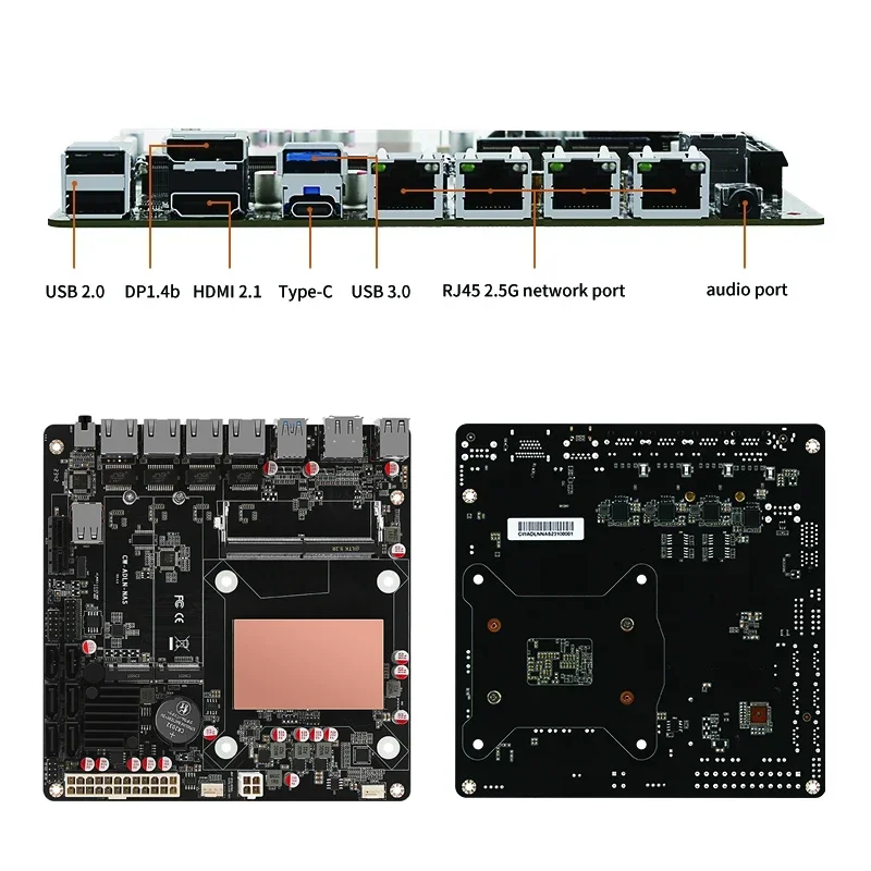 Imagem -04 - Placa-mãe N100 e I3-n305 Nas Ddr5 4x Intel I226-v 2.5g M.2 Nvme Sata3.0 Hdmi2.0 dp Placa Mini Itx com Pcie 17x17cm