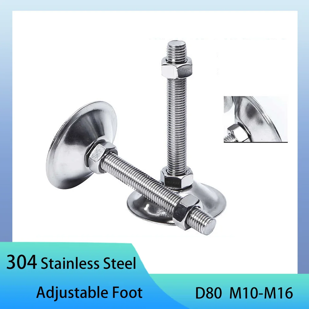 1-4Pc Dia 80mm 304 Stainless Steel Heavy-Duty Horn Mouth Fixed Adjustable Foot Cup M10 M12 X14 M16 Solid Support Joint Hoof Foot