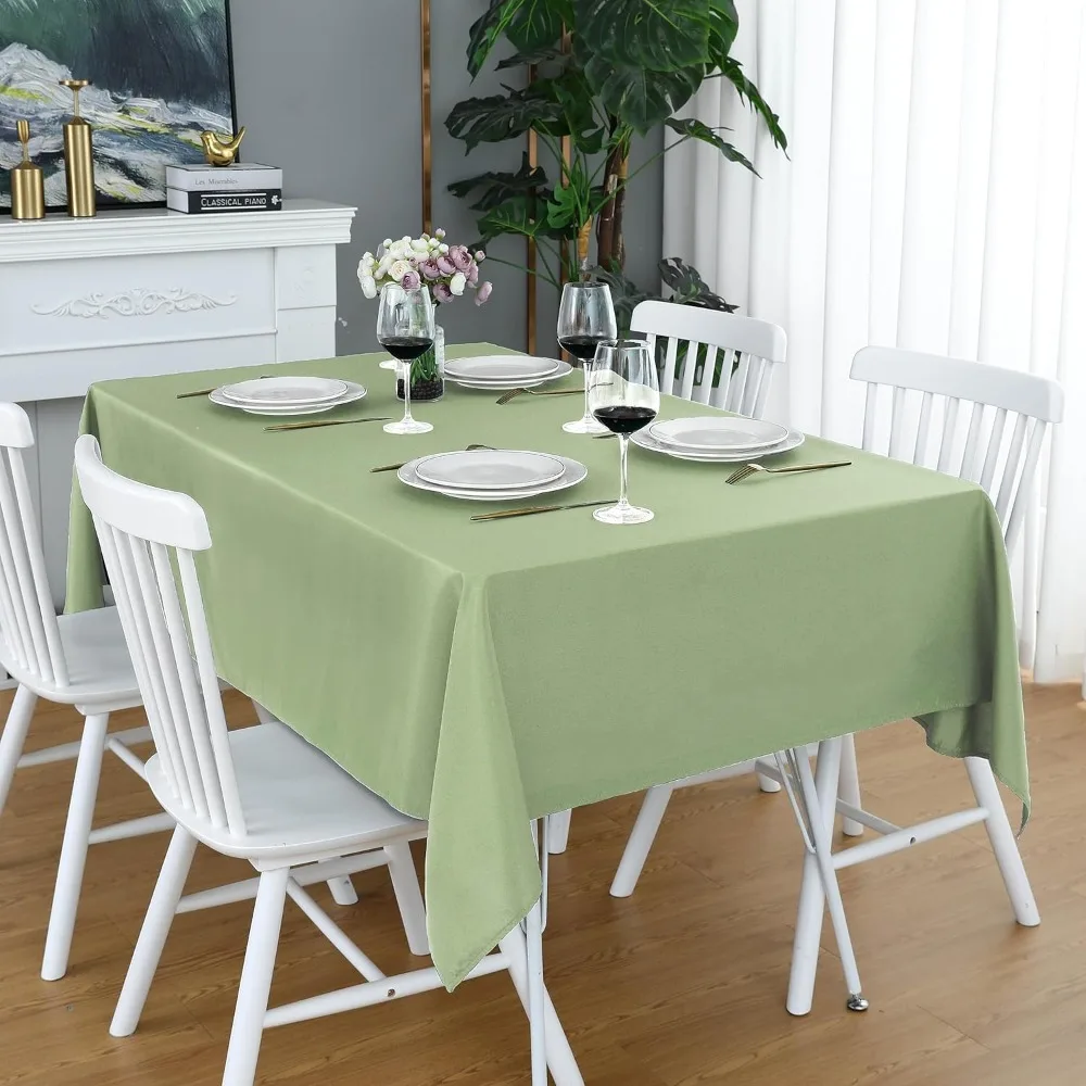 

Sage Green Square Tablecloth - 54 X 54 Inch Light Green Wrinkle Free Waterproof Polyester Table Cloths