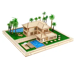 1:200 Scale Miniature Wooden Garden Villa & Farm House Model Kit – DIY Outdoor Diorama Scenery Building Set for Home Decoration