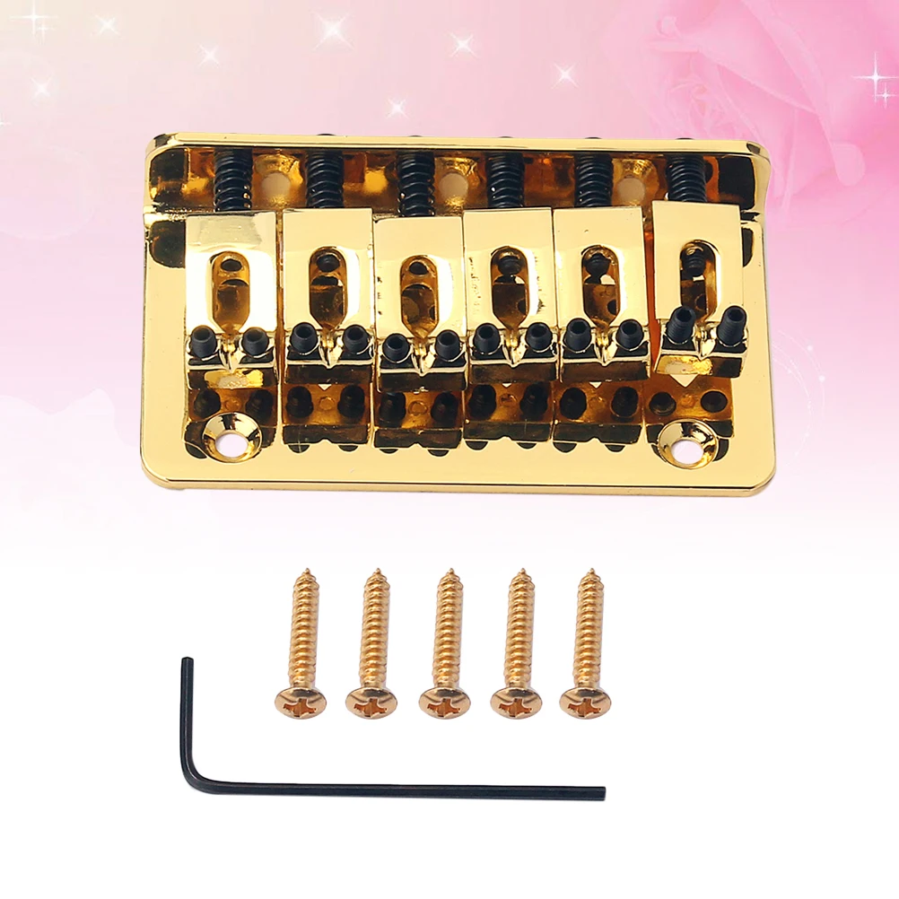 

1 Set 73Mm 6 String Metal Saddle Bridge Strain Plate Guitar Replacement For Ukulele Golden Vintage Look Precisely Shaped Pre