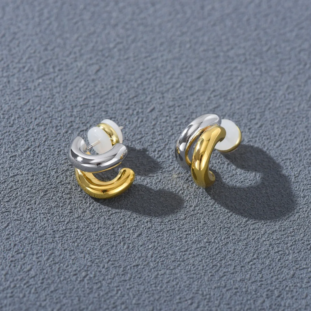 

Europe America Gold Silver Minimalist Earrings Woman Stylish Jewelry