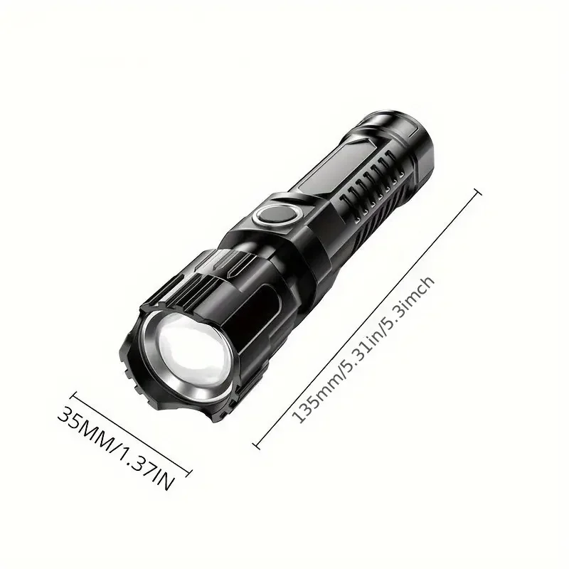 A super bright flashlight, USB rechargeable, expandable zoom, wide beam, handheld emergency lighting flashlight, suitable for ou