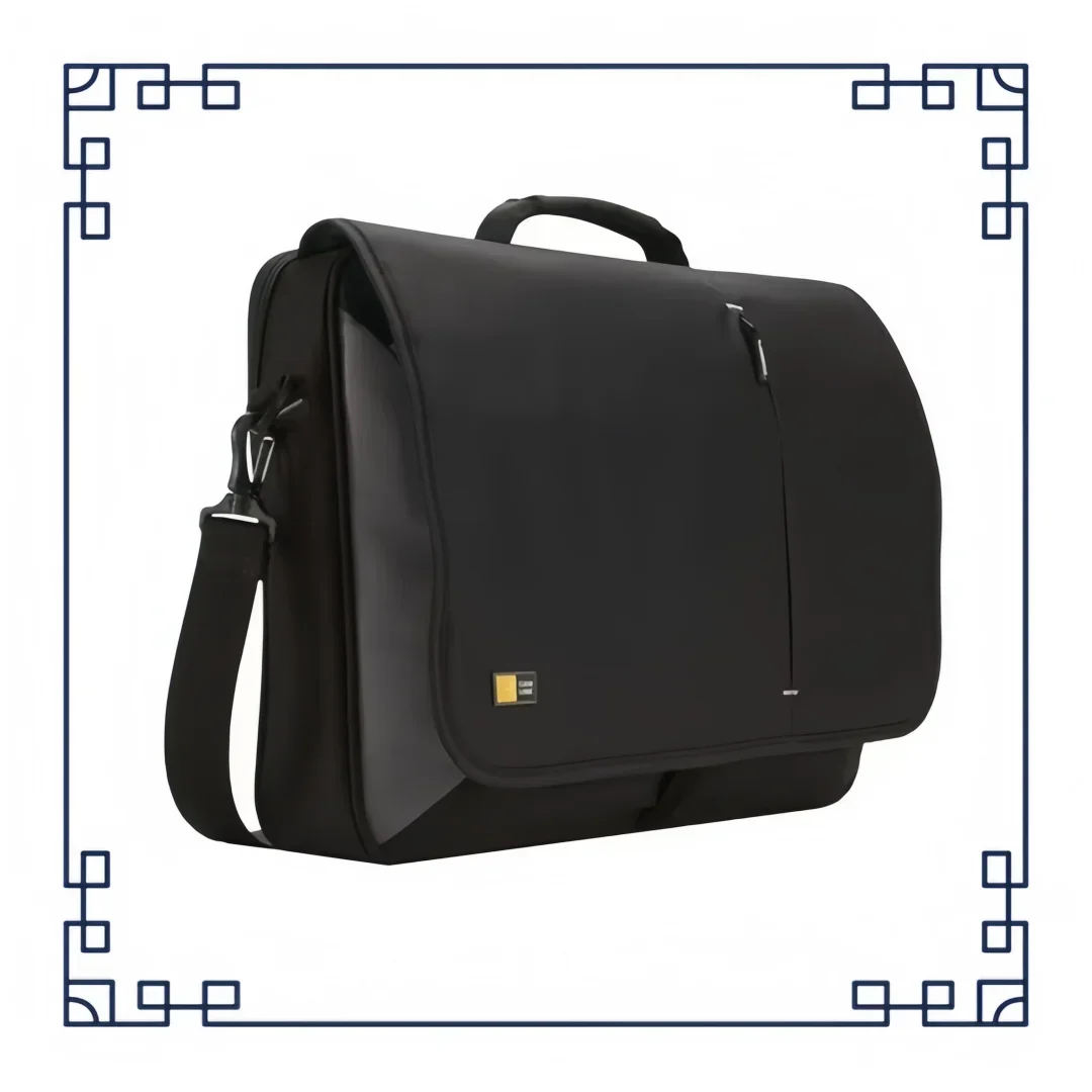 حقيبة كمبيوتر محمول مقاس 17 بوصة - مبطنة، منفذ USB، حزام قابل للإزالة، ركاب الأعمال والكلية، أسود