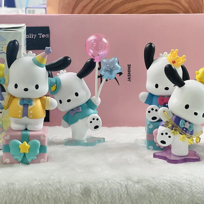 Sanrio Family Pochacco Dog Happy Party Series Dekoracja Anime Figurka Dekoracja Kawaii Figurka Model Zabawki Trend Zabawki Prezent