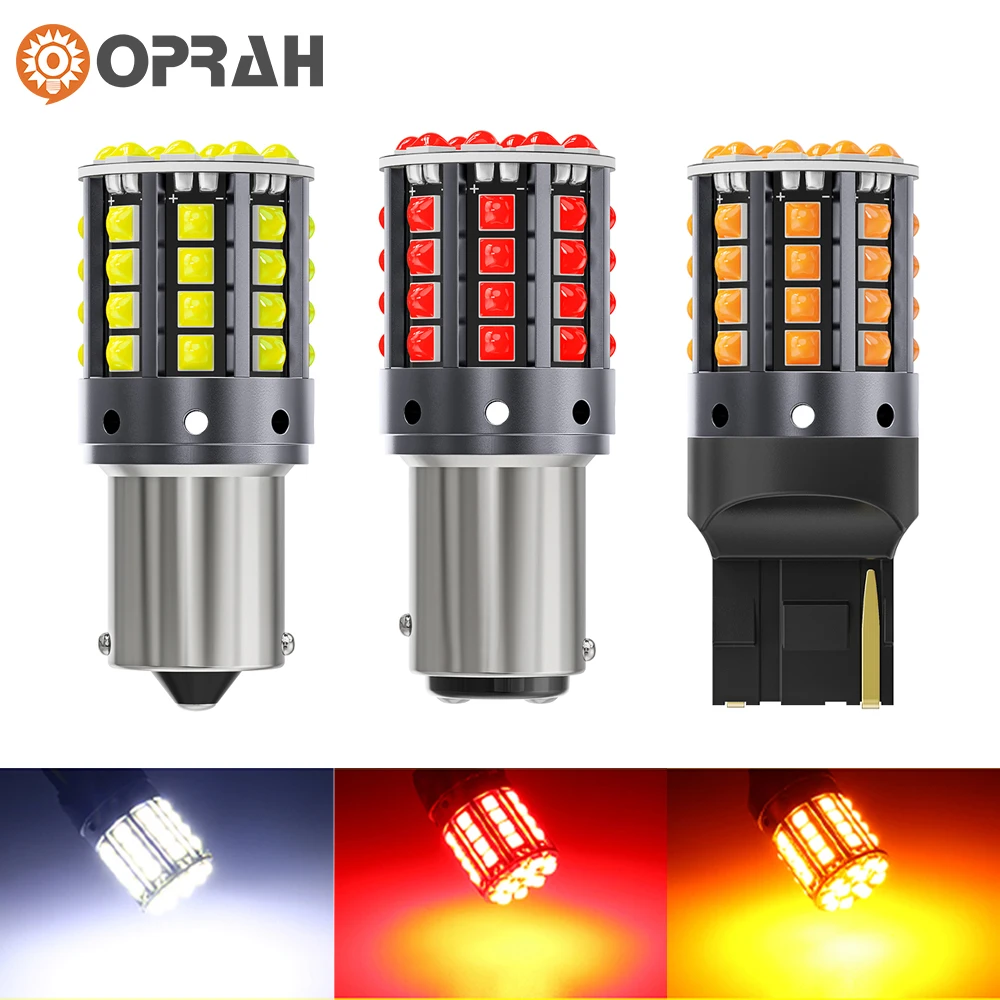 2pcs Turn Signal Reverse Brake Light Bulb 1156 BA15S P21W BAU15S PY21W1157 BAY15D P21/5W LED Canbus 3030 44SMD 7440 7443 W21W T2