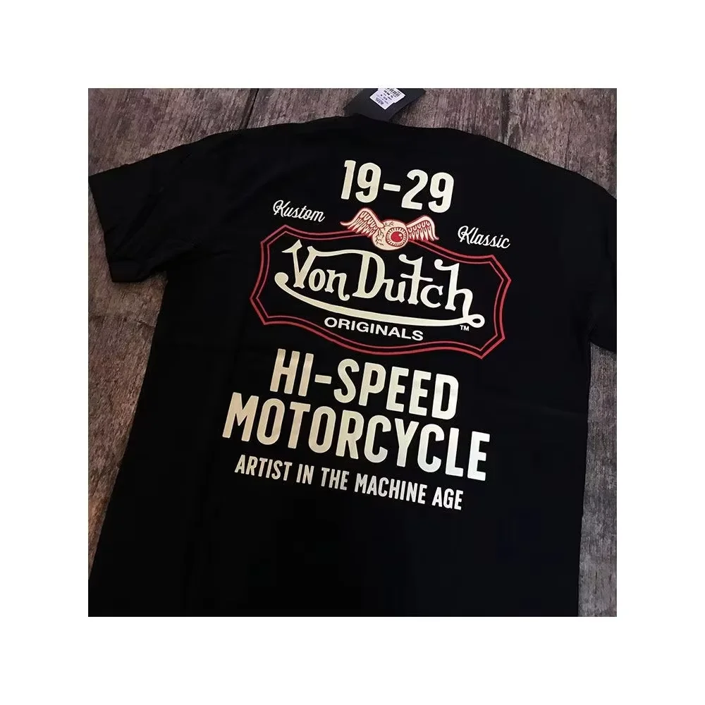 2026 New Retro Biker Street Style Winged Eye Motorcycle Graphic Tee Unisex Cotton Hi-Speed Motorbike Casual Short Sleeve T-Shirt