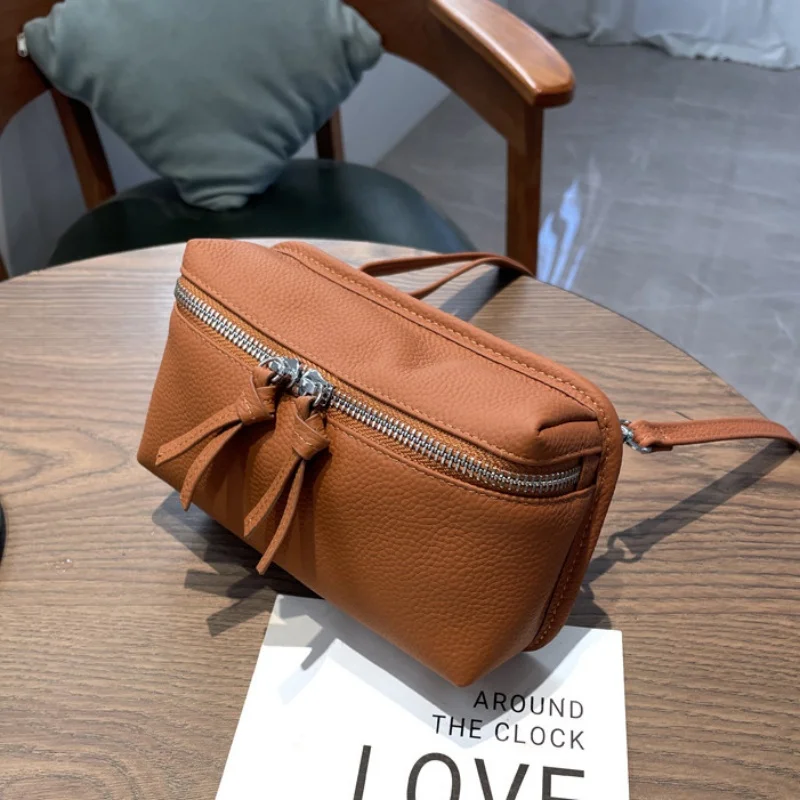 Cowhide Women Phone Wallet Genuine Leather Shoulder Messenger Bag Female Clutches Purse Light Weight Small Crossbody Bag Balck