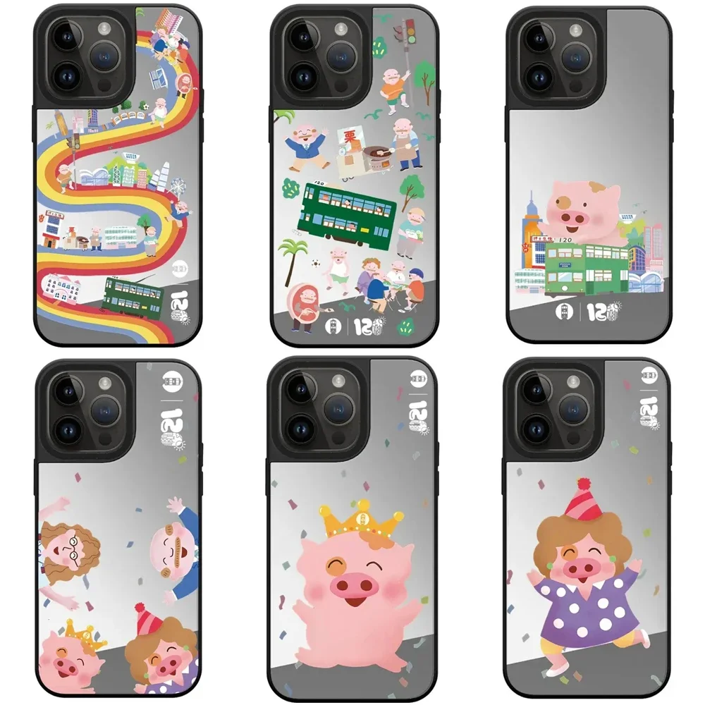 

Cartoon Pig Mirror Magnetic Phone Case Cover for IPhone 11 12 13 14 15 Pro Max Case for IPhone 15 Pro Max