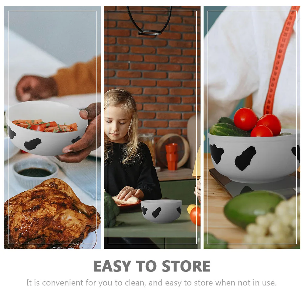 

Ceramic Cow Pattern Food Bowl Premium Ceramic Noodle Holder Fruit Salad Bowl Home Restaurant Dining Tableware Noodle Holder