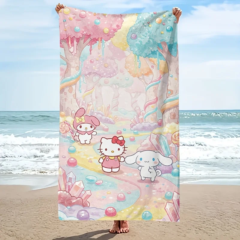 

1pc Sanrio Hello Kitty Beach Towel Polyester Quick Dry Soft Lightweight Travel Towel Unisex for Swimming Surfing Camping Beach P