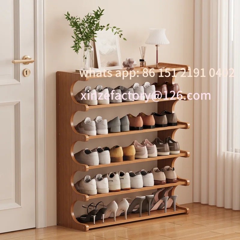 

Customizable Simple Shoe Rack Household Wooden Door Multi-storey Dormitory Home Storage Shelf Rental Room Nanzhu Shoe Cabinet