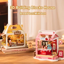 새로운 슈퍼 월드 3D 퍼즐 미니어처 하우스, 창의적인 DIY 우유 빵 상자 조립, 작은 집, 분위기 조명, 어린이 장난감