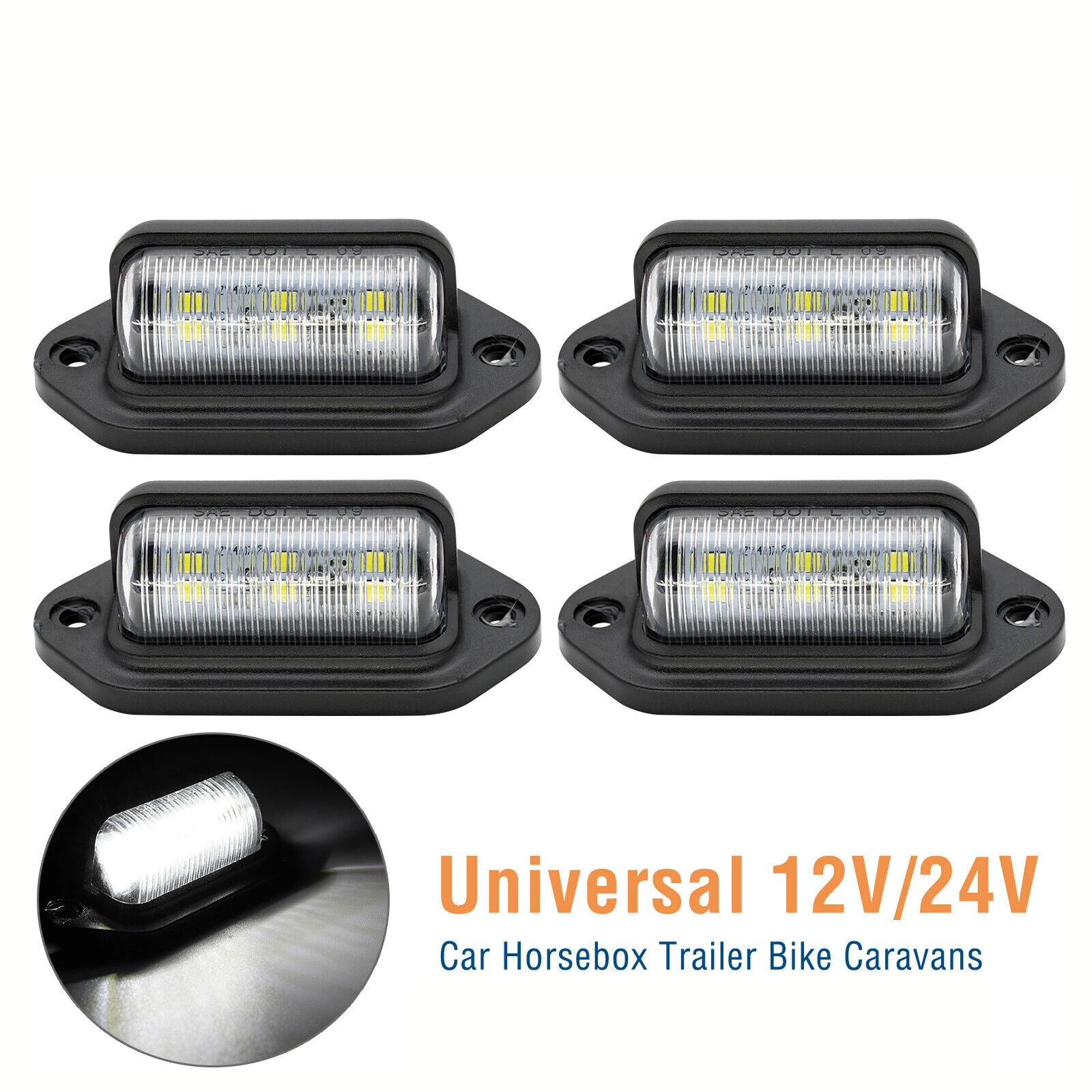 

4PCS Car License Light For SUV Truck Trailer Van Tag Step Lamp White Bulbs Car Products License Plate Lights Car Accessories