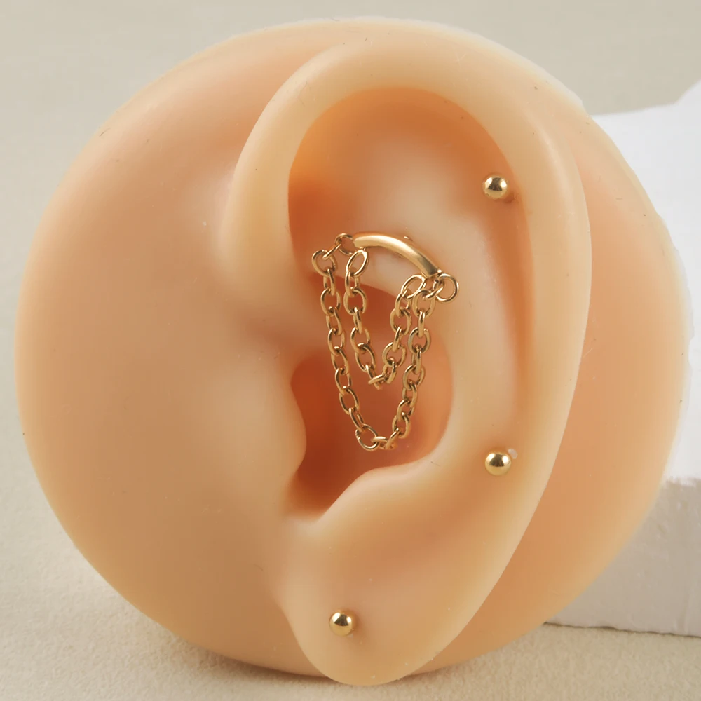 1/4pcs Surgical Steel Labret Lip Ring Sets Earrings Chains Ear Cartilage Tragus Helix Daith Body Piercing Jewelry 16G Kits