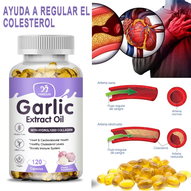 Garlic Oil Capsules Lowering Cholesterol Boosts Immunity Improves Support Cardiovascular Brain Health Balance Blood Sugar Detox