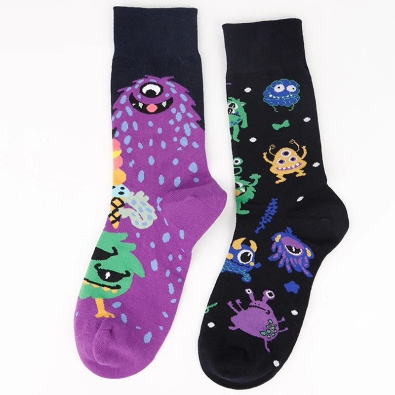 

New Hot Selling High Quality Cute Socks Women Asymmetry Socks Personality Fashion Woman Stockings Cartoon Animal Plant Sock