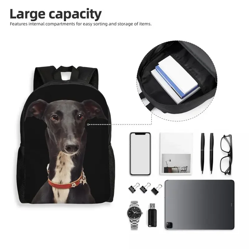 Custom 3D Print Whippet Greyhound Backpacks for Girls Boys School College Travel Bags Women Men Bookbag Fits 15 Inch Laptop