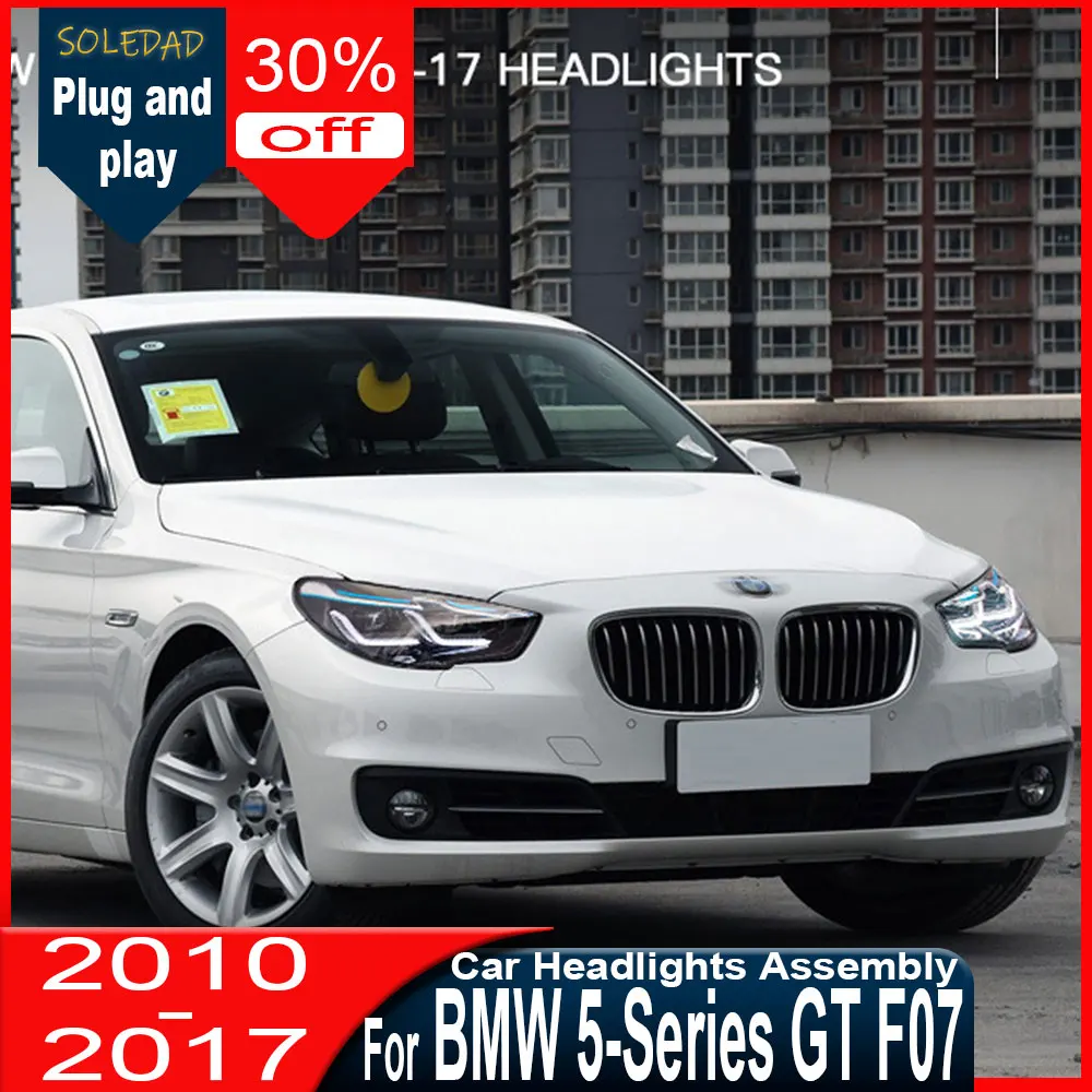 

Светодиодные фары для BMW 5GT F07 2010-2017, новый стиль, полностью светодиодные фары в сборе, улучшенные линзы-проекторы, аксессуары для тюнинга.