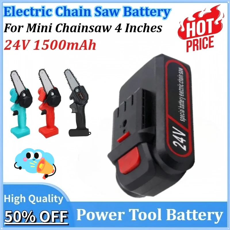 

New 24V 1500mAh Chainsaw Power Saw Rechargeable Battery for Mini Chainsaw 4 Inches for Woodworking Garden Tools Feller Pruning