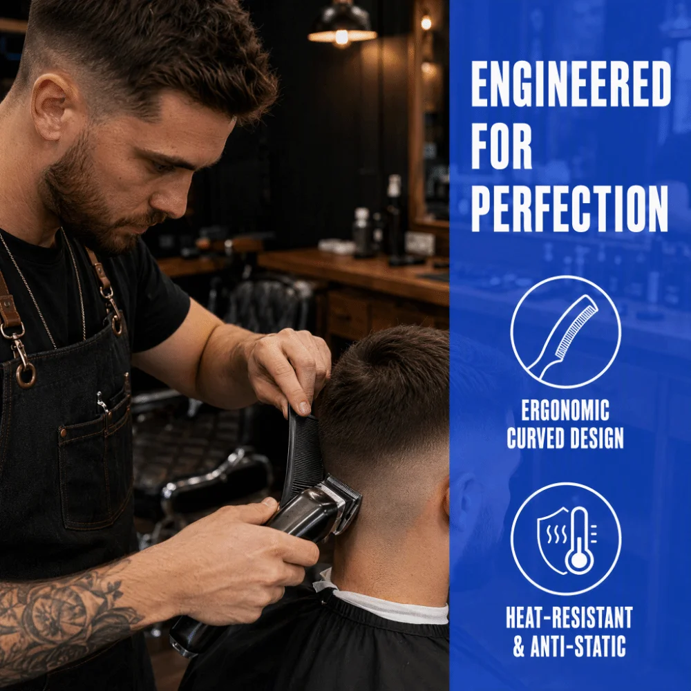 2PCS Professional Curved Design Barber Clipper Comb Round Tooth S-Shaped Handle Hair Cutting Comb Styling Comb Barber Salon Use