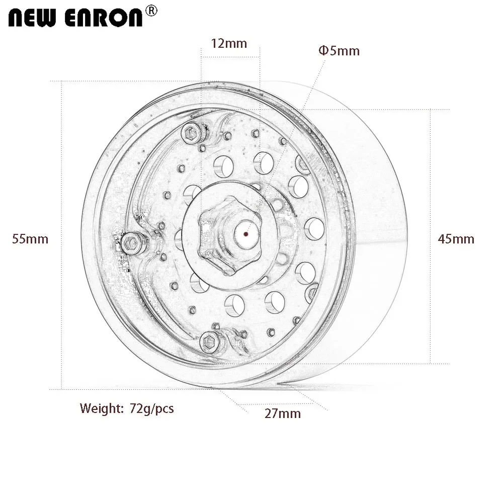 NEW ENRON 4PCS Black/Silver 1.9inch Aluminum Alloy Beadlock Wheel Rim for 1/10 RC Crawler Axial SCX10 90046 AXI03007 TRX4 Bronco