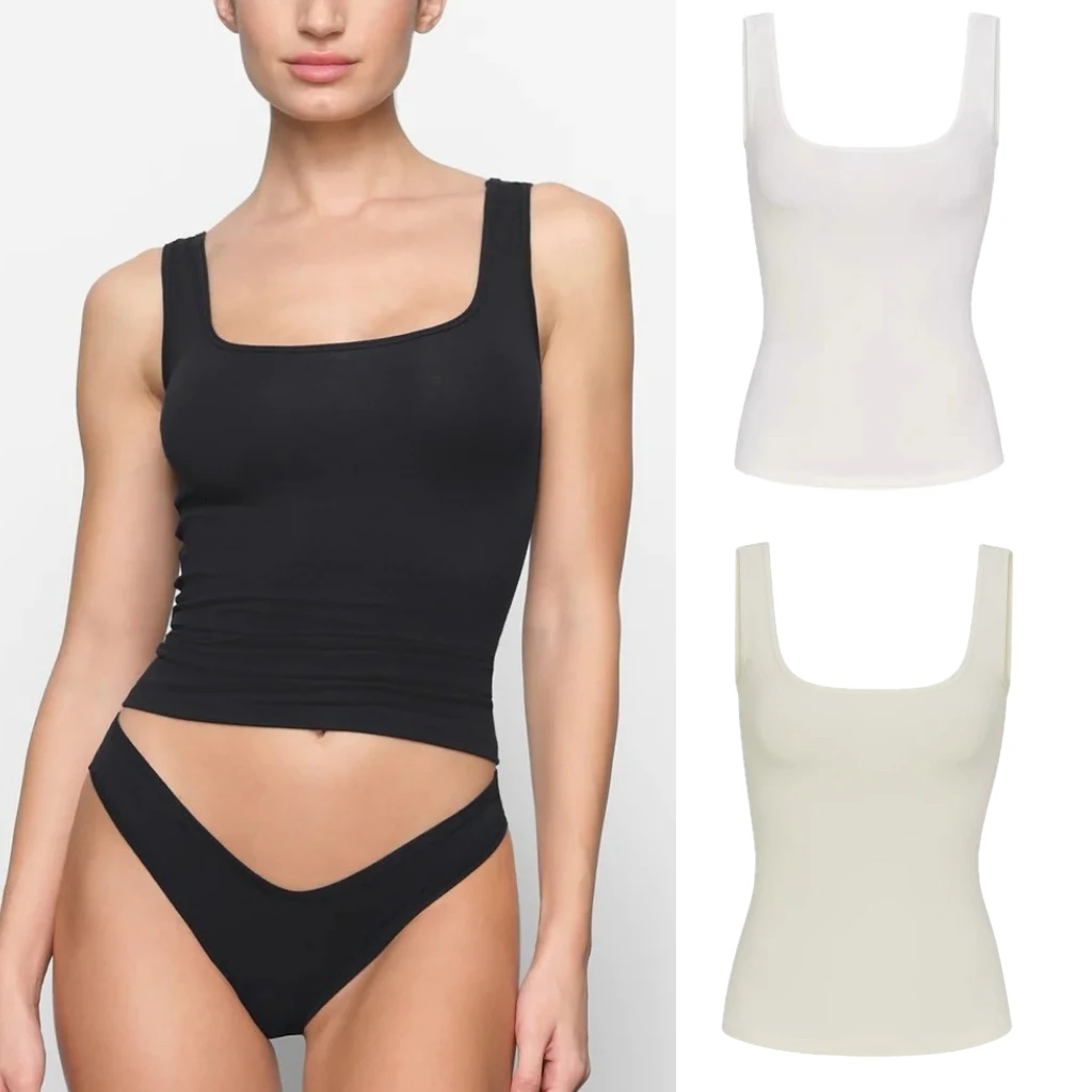 

Kardaian Gold Card Elastic Slim Fit Cotton U-Ne Csole Women's Inner Wear Tank Top Faionable Slimming Top