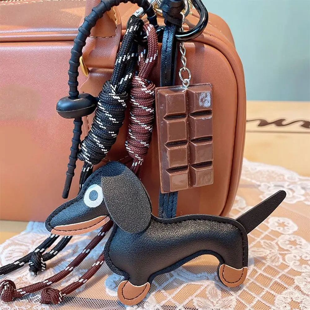 DIY Woven Rope Pendant Sausage Dog Chocolate Hanging Mobile Phone Bags Keychains Nylon Handmade Rope Keychain Autumn And Winter