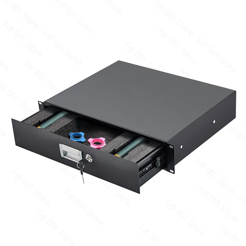 

2U Metal Strap Lock Drawer - 19 Inch Standard Cabinet for Wireless Microphone Storage