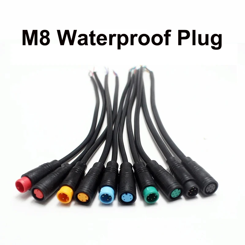 1Pair M8 2 3 4 5 6 Pin Electric Bicycle Butt Plug Connector Wiring Line Scooter Brake Cable Pluger Signal Connecting Sensor 20CM