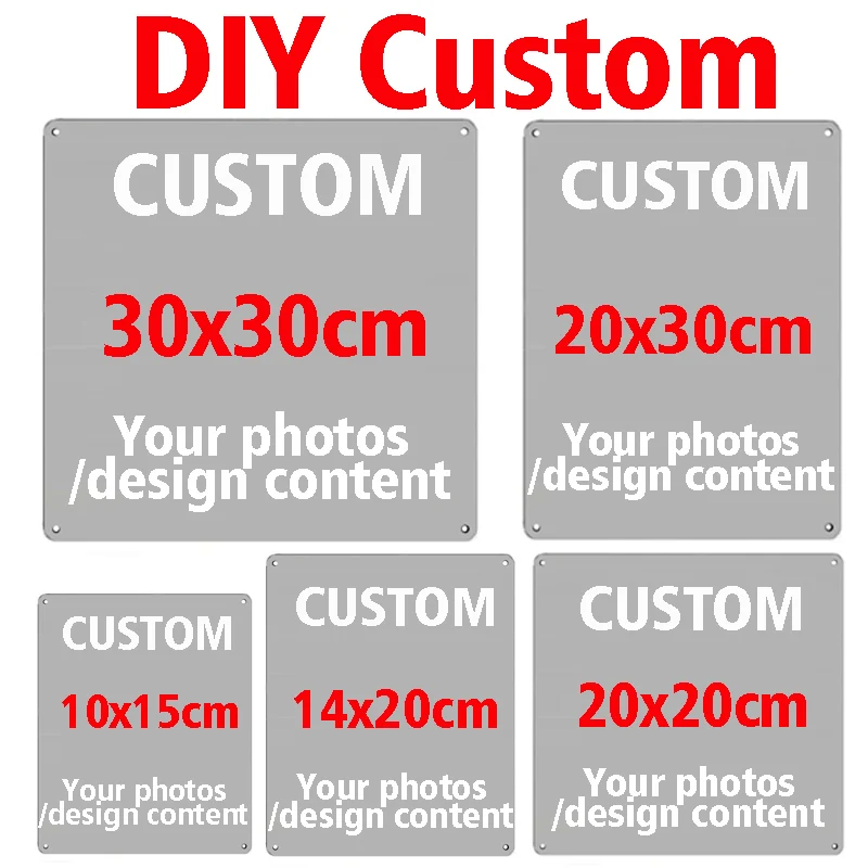 Custom Metal Tin Signs Retro Plaque Home Decor Iron Wall Art Poster Personalized Text Plates Street Sign 20x30cm/20x20cm/30x30cm