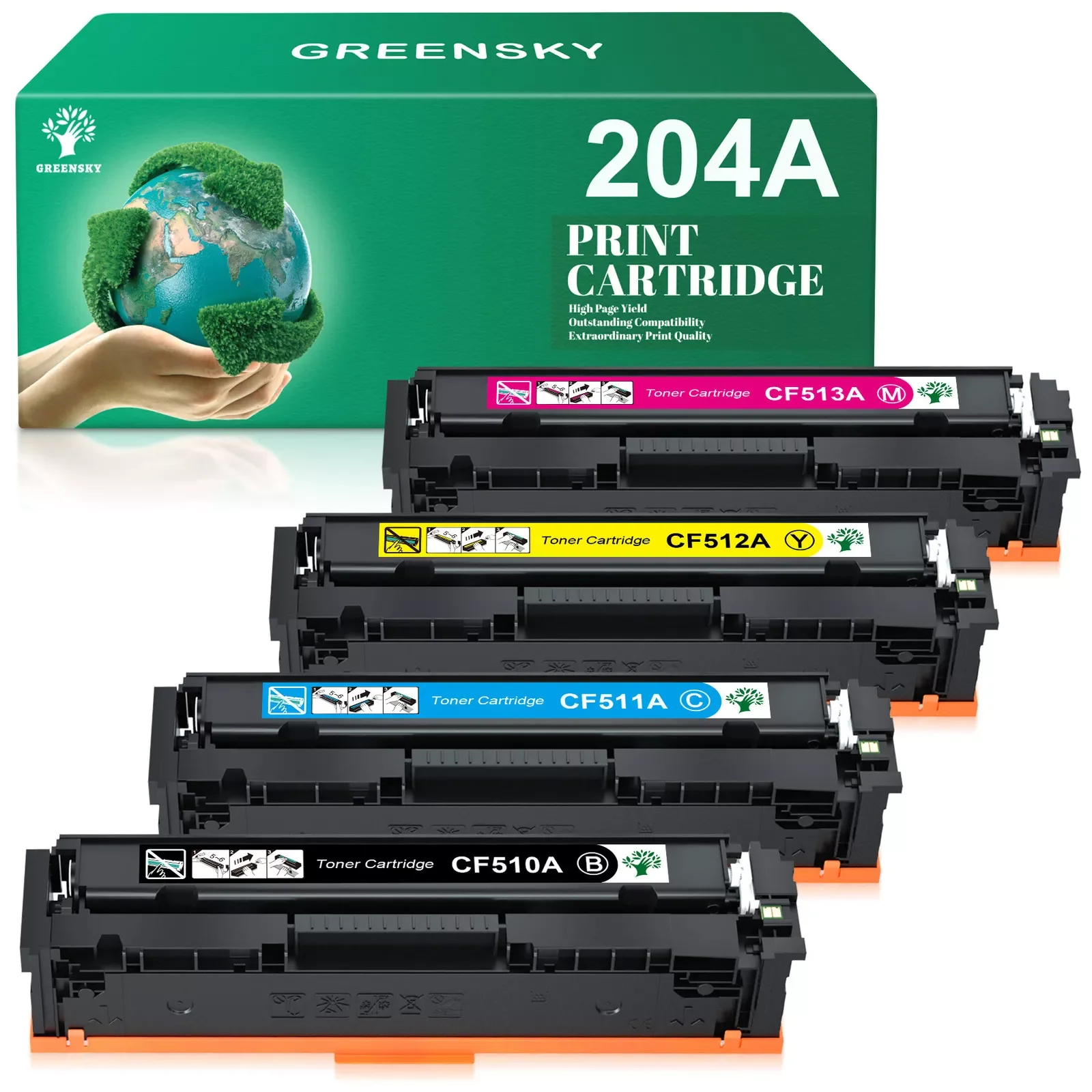 

4X Premium Toner Cartridge CF510A 204A Set for HP LaserJet Pro MFP M180nw M154nw