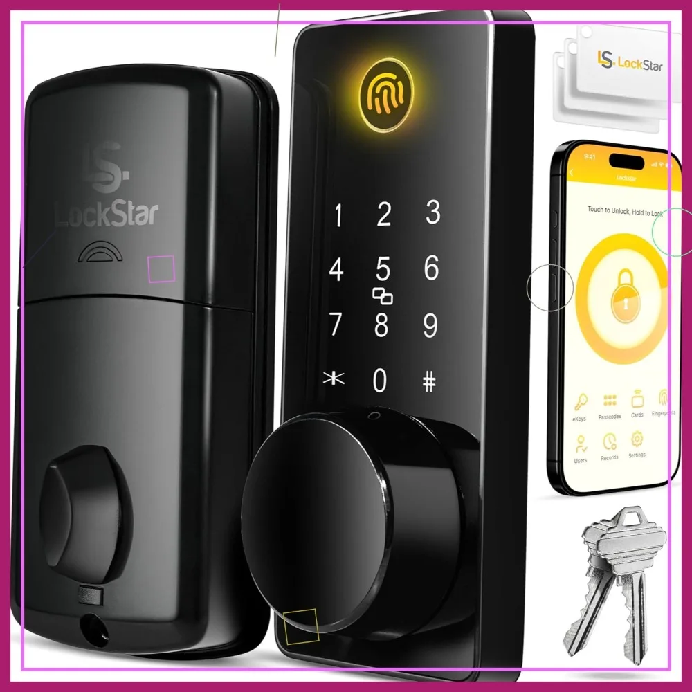 Smart Door Lock: Keyless Entry Deadbolt with 5-in-1 Access – Fingerprint, App, Keypad, Card & Key