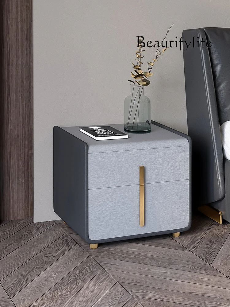 Nordic Light Luxury and Simplicity Small Apartment Bedroom Mini Bedside Storage Imitation Leather Bedside Supporter