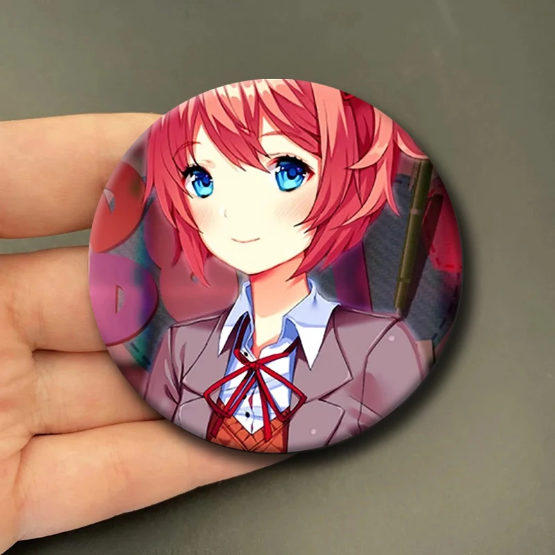 Doki Doki Literature Club! Anime Soft Button Pin Natsuki Sayori Monika Cartoon Brooch Badge Bag Decor Accessories Fans Collect