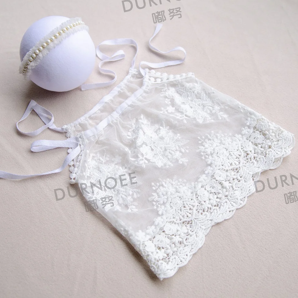 Baby Outfit Dress  Newborn Photography Props Lace Dress and Headband  Photoshoot Clothing