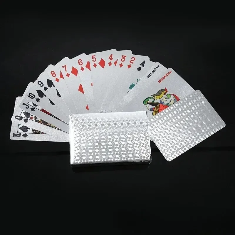 Silver Foil Playing Cards Poker Game Waterproof Plastic Poker Gift Collection Holiday Party  Activities Chess and Card Souvenirs