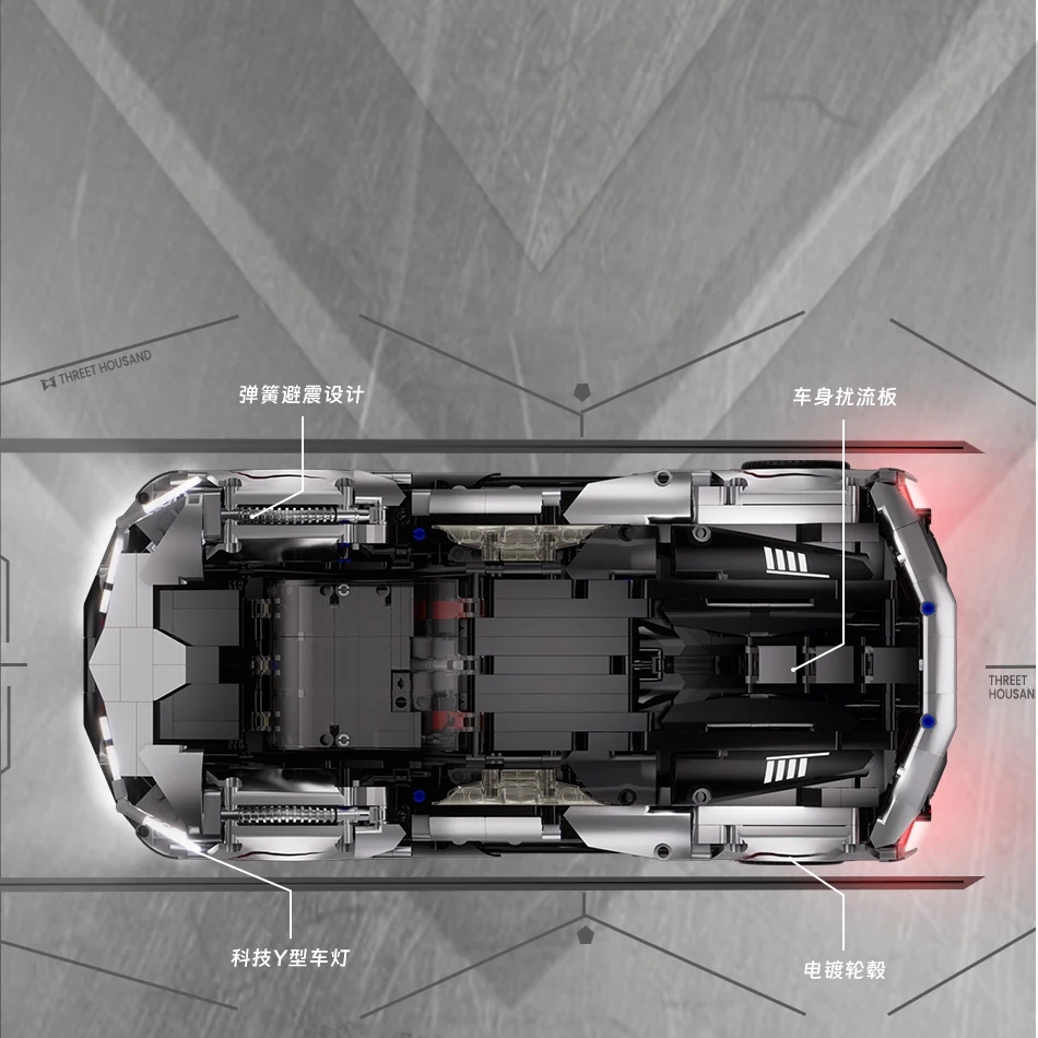 Qianmai blocos de construção de carros esportivos mecânicos, três mil anos quebra-cabeça, brinquedos montados ornamento, atacado, QM00054, 1:14