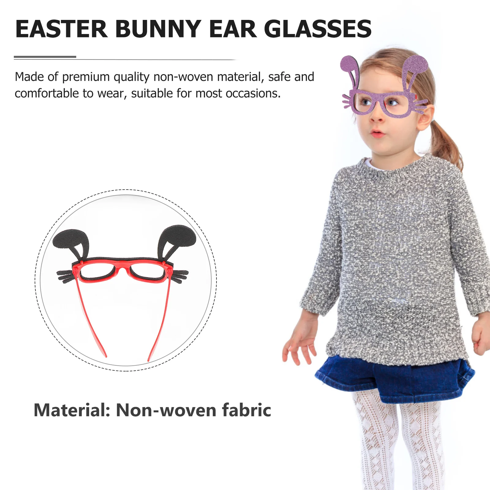 

Очки с ушками пасхального кролика, милые вечерние очки с кроликом, нетканые декоративные праздничные реквизиты, очаровательный аксессуар для пасхальной вечеринки