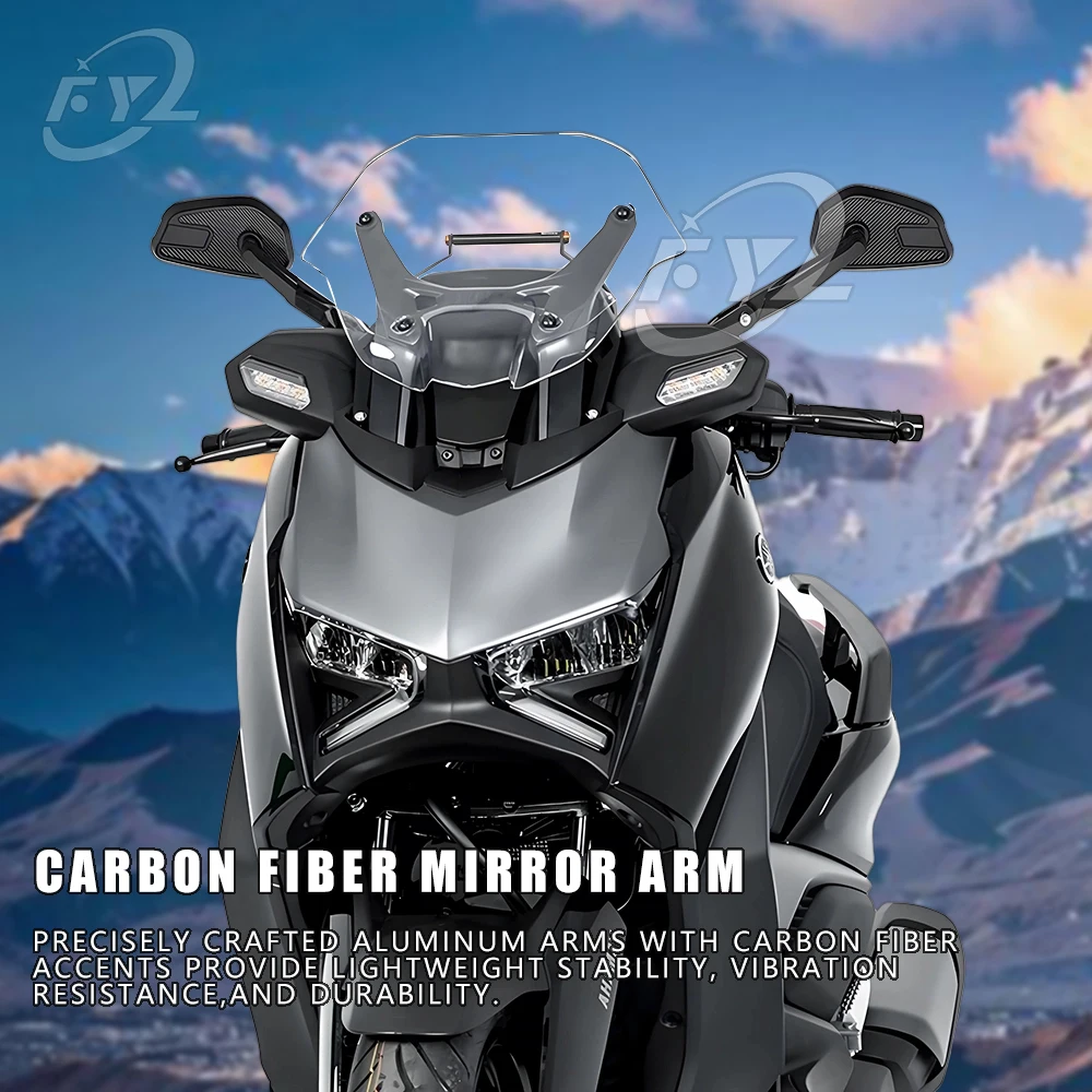 For YAMAHA XMAX300 NMAX155 2022 2023 2024 2025 2026 Motorcycle Mirrors Carbon Fiber Aluminum Alloy Rotatable Rearview Mirrors