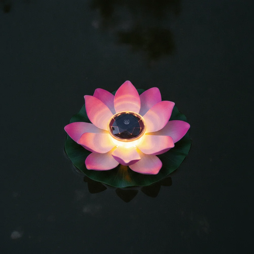 Decor RGB Solar Floating Lotus Light Waterproof 7 Color Changing Water Floating Lamp Landscape Decoration Lotus Night Lamp Pool