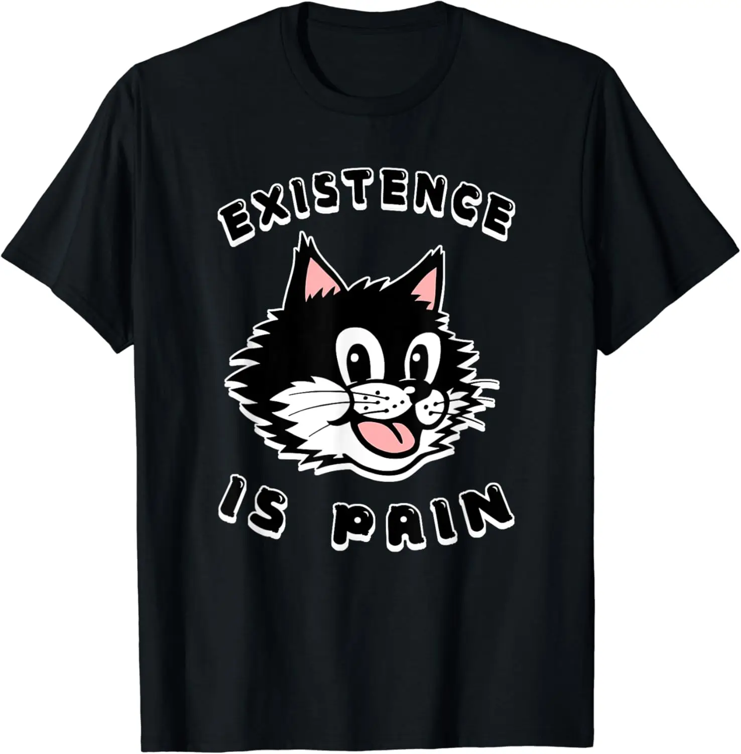 Existence Is Pain Nihilist 1920s Laughing Cat T-Shirt Men Women Clothes Oversized Cotton Tees