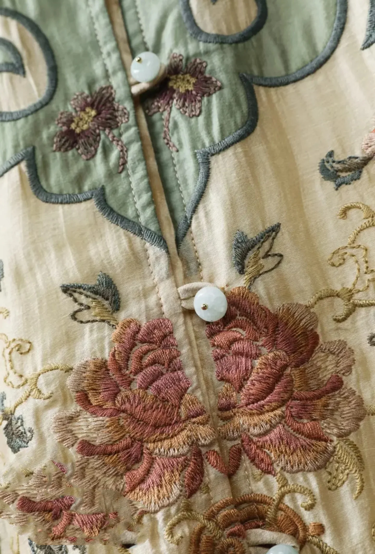 ملابس نسائية صيفية فاخرة أصفر فاتح على شكل حرف A فستان عتيق على الطراز الصيني برقبة دائرية وتطريز فساتين طويلة على الموضة #6