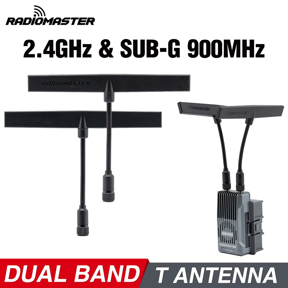 RadioMaster Dual Band 2.4GHz / SUB-G 900MHz T Antenna 100mm RP-SMA Connector Suit for RadioMaster Nomad Gemini Xrossband Module